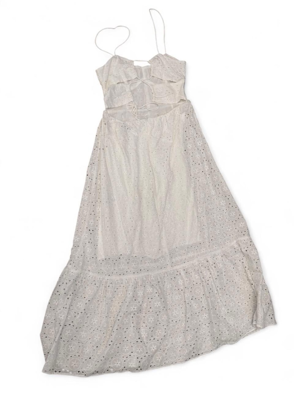 Zara White Eyelet Maxi Dress ✦ Open Back Summer Dress - Picture 7 of 8